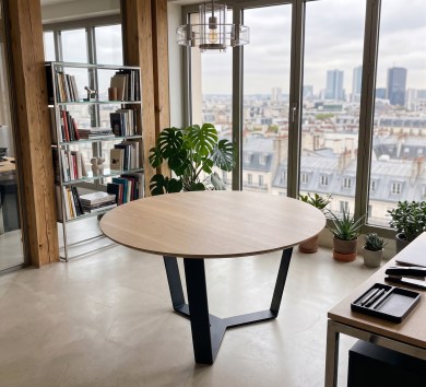 Table fixe LOFT METAL RONDE- bois de chêne massif